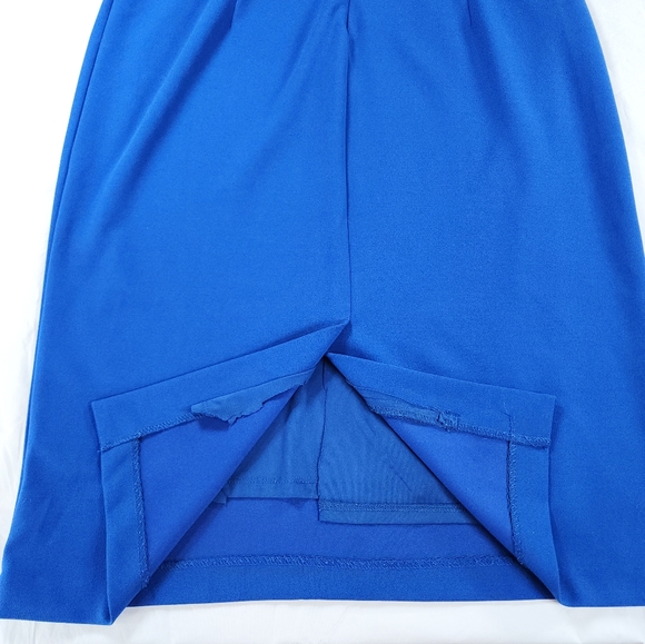 Betsey Johnson Royal Blue Sheath Midi Dress Cap Sleeves Size 14 - Picture 15 of 16